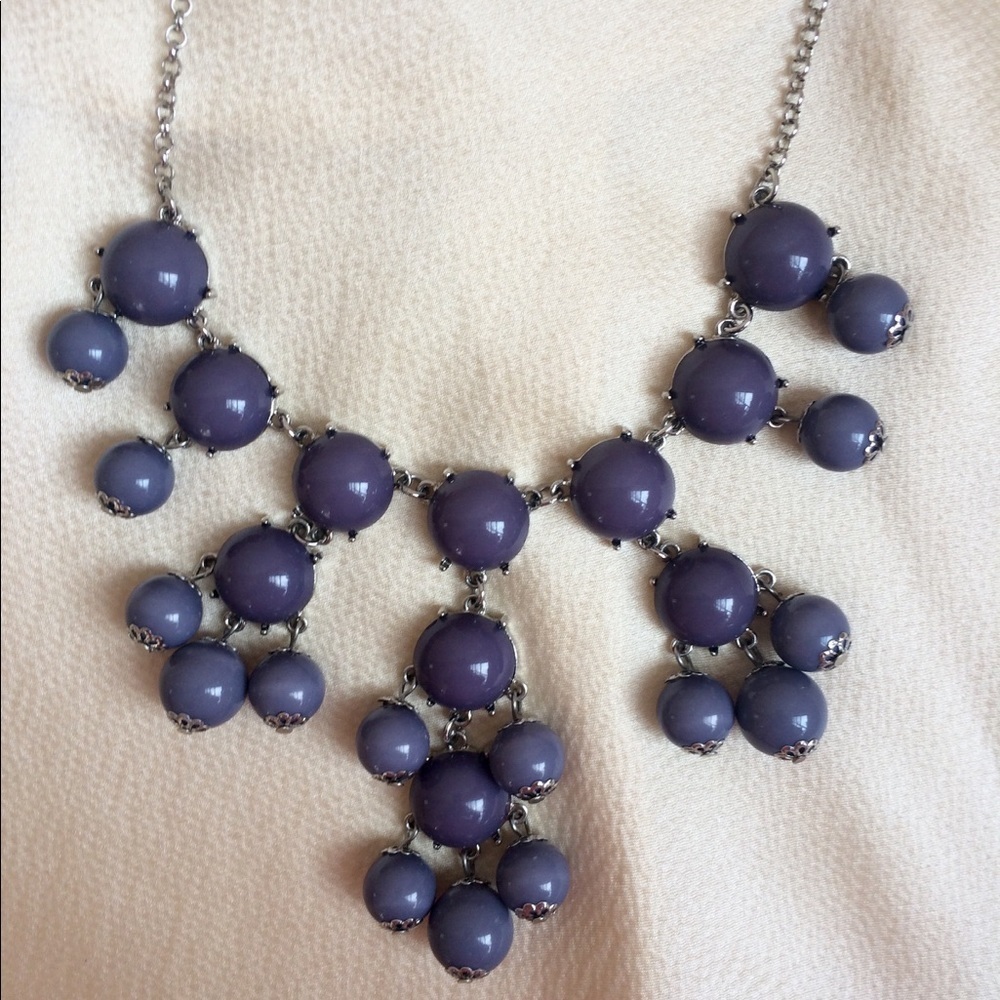 J CREW Bubble Necklace, purple and silver